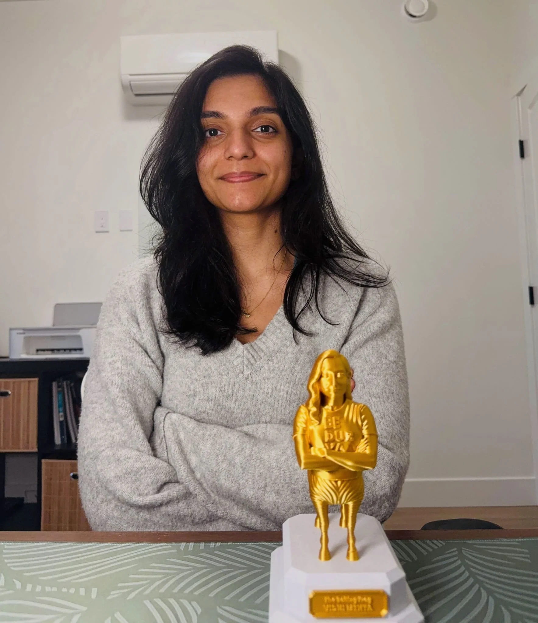 Custom trophy with arms crossed pose - unique personalized trophy design for special achievements