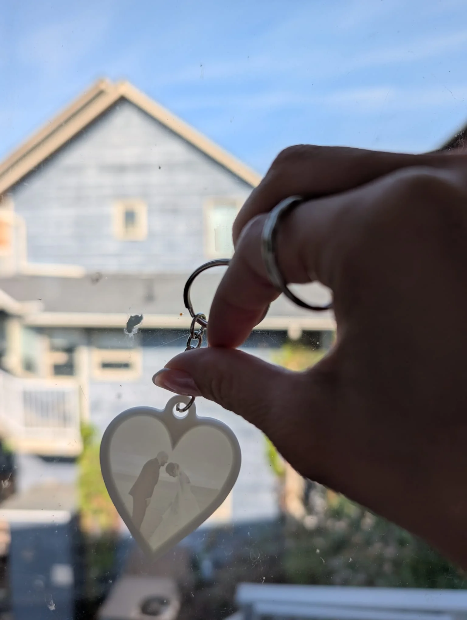 Wedding vows lithophane keyring - personalized photo keychain with meaningful text and image